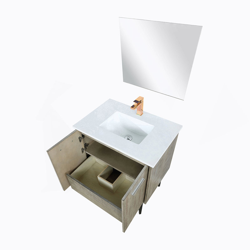 Meuble-lavabo de salle de bain 30 po X P 20 po P, comptoir en quartz, ensemble de robinet et Miroir, 30"