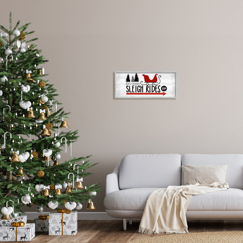 «Sleigh Rides» Rustic Grain, H 10 po x l 24 po x P 1,5 po, Estampe numérique Farmhouse