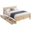 Cadre de lit grand format avec 2 tiroirs de rangement, lit plateforme en bois avec tête de lit