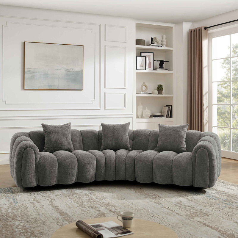 Ollis Minimore Modern Style 126.77" W Modular Curved Shape Type3 4s Sofa, Gray