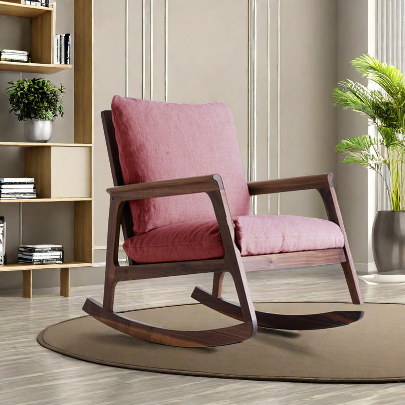 Chaise berçante en bois massif de haute qualité, Rose