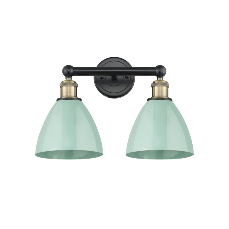 Éclairage pour meuble-lavabo de salle de bain 2 lumières 16,5 pouces Anjail Dome, Écume de mer, Laiton antique noir