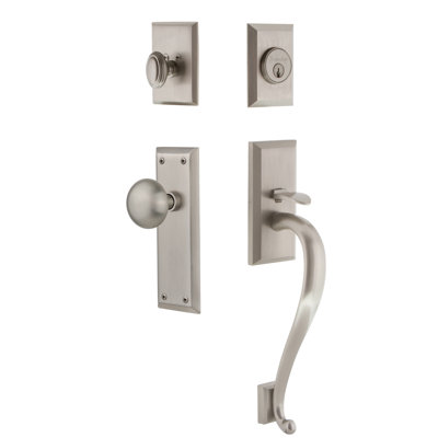 Fifth Avenue Handleset with Single Cylinder Deadbolt and S Grip with Fifth Avenue Knob