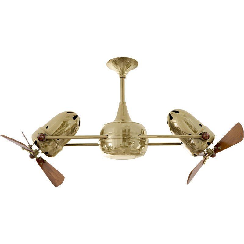 36" Duplo-Dinamico 3 Blade Ceiling Fan, Polished Brass