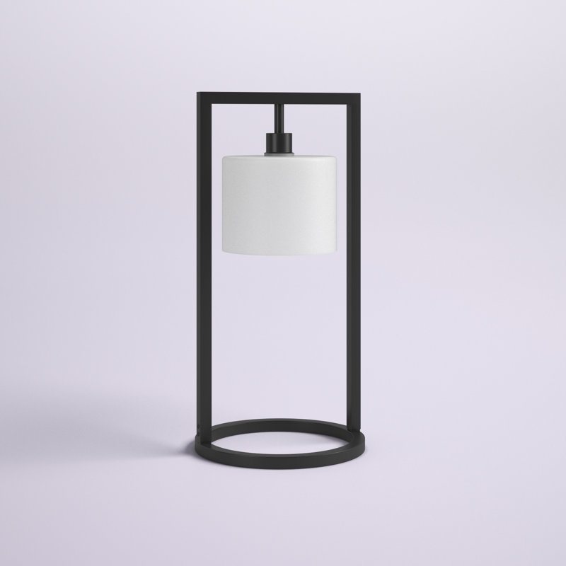 Metal Table Lamp with Glass Drum Shade