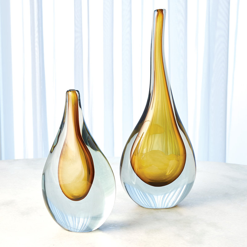 Stretched Neck Vase-Amber-Sm