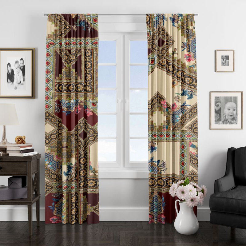 Panneaux de rideaux géométriques semi-transparents, L 40 po x L 82 po