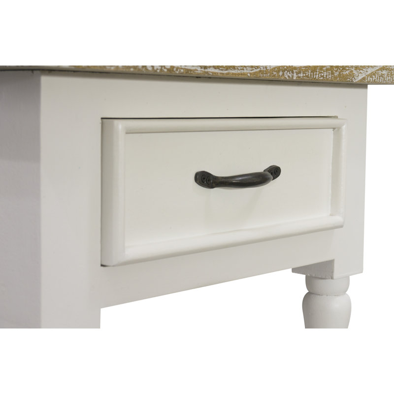 Roseline Solid Wood End Table, 65cm H x 45cm W x 45cm D, Antique White