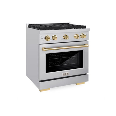 ZLINE 30 in. 4 Burner Gas Range with Convection Gas Oven in Stainless Steel and Accents -  SGRZ-30-G