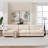 Spacious Sectionals, Wood 123 Inch Modern Deep Seat Sofa For Home