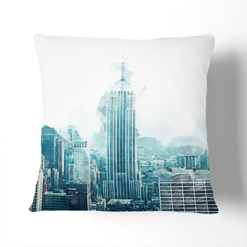 Empire State Building in New York in Abstract Cushion with Filling, 40cm H x 40cm W x 15cm D