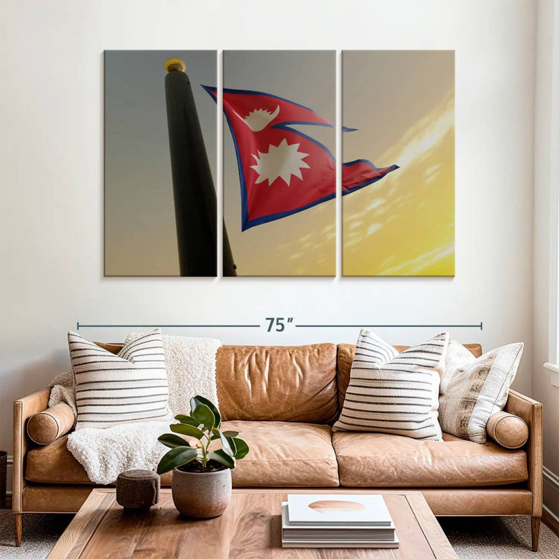 Nepal Flag Sunset Sky, 42" H x 65" W