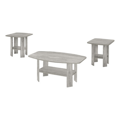 3 pièces de table grise pour la décoration du salon: tables basses, tables de bout et tables d'appoint en stratifié