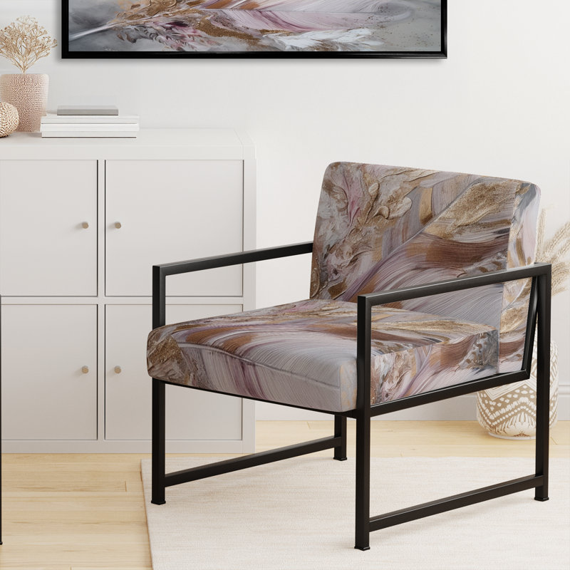 Rose Feather Boho Majesty I - Fauteuil rembourré Glam, fauteuil d'appoint Feather Glam, Noir