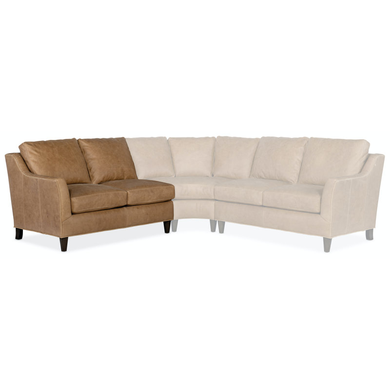 Marleigh Sectional, Alpine Dark Grey Genuine Leather, Cone Cobblestone