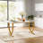 63" Modern Dining Table Kitchen Table with Faux Marble Table Top