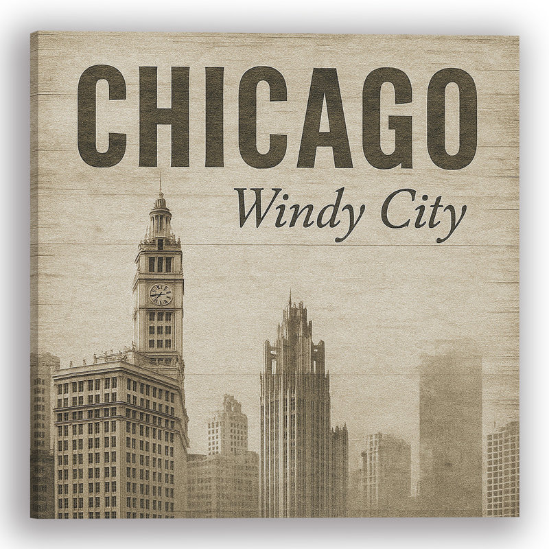 "Chicago - Windy City", art mural sur toile, H 20 po x l 20 po