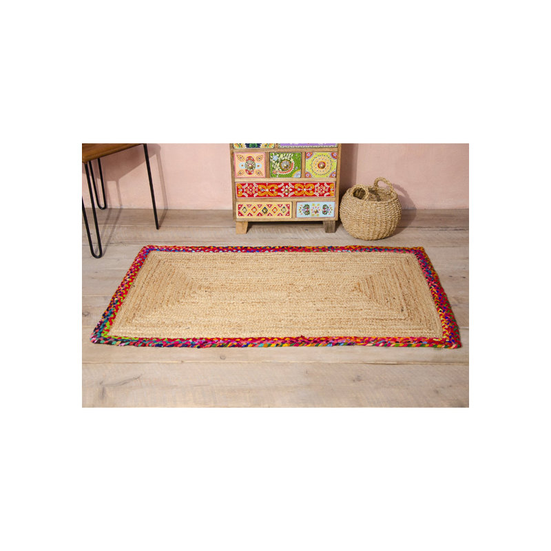 Eshanni Geometric Hand Braided Area Rug, Rectangle 75 x 135 cm