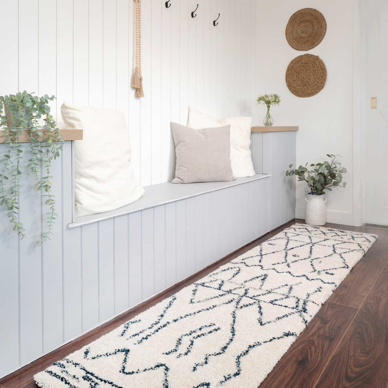 Redwood Geometric Shag Area Rug, Runner 60 x 240cm
