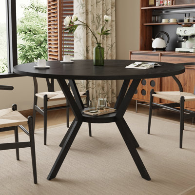 42 Inch Round Dining Table With Storage Shelf for 4