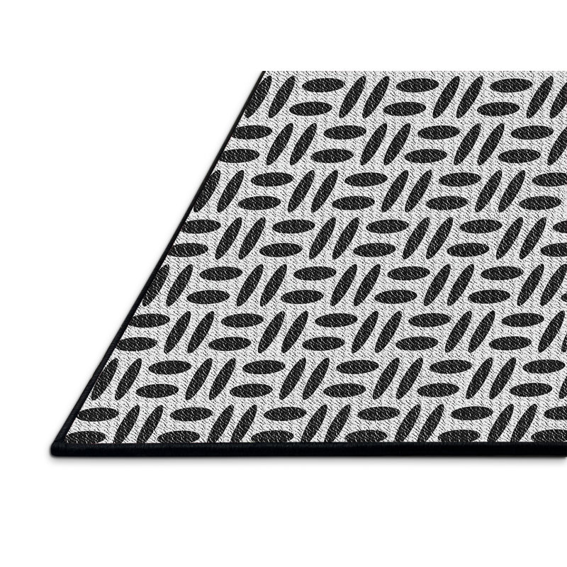Tapis noir/blanc à motifs, Rectangle 5 pi x 7 pi