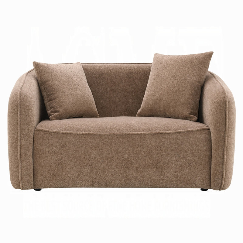 Causeuse Keina, 2 coussins décoratifs, chenille brun doux moderne, 57 po, Brun