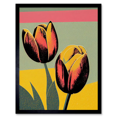 Bright Silkscreen Tulip Blooms Stencil - Single Picture Frame Print