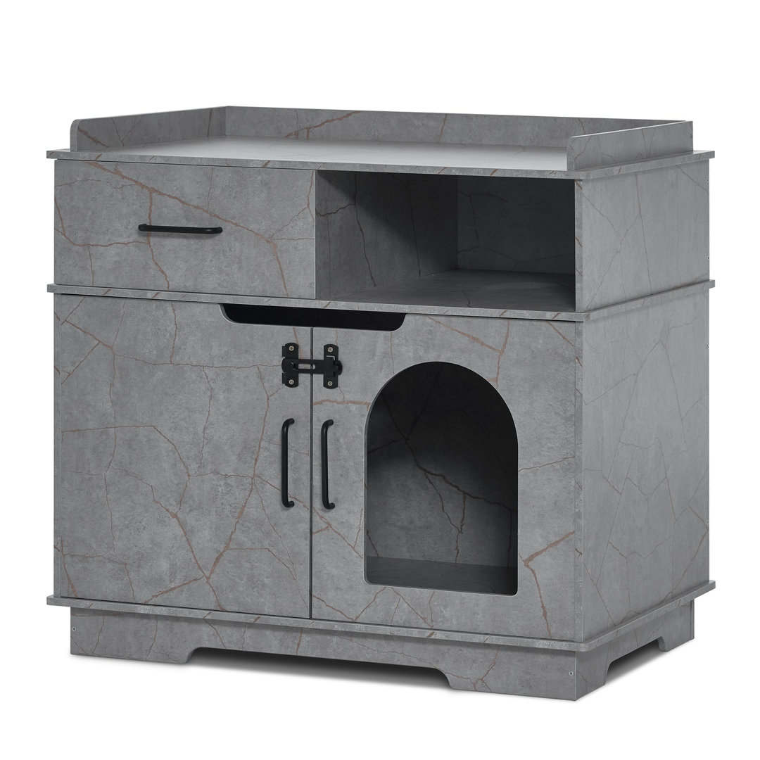 Cat Litter Box Furniture Hidden with Drawer and Cat House,Pet Enclosed Litter Bench,Cat Washroom Tucker Murphy Pet™ 