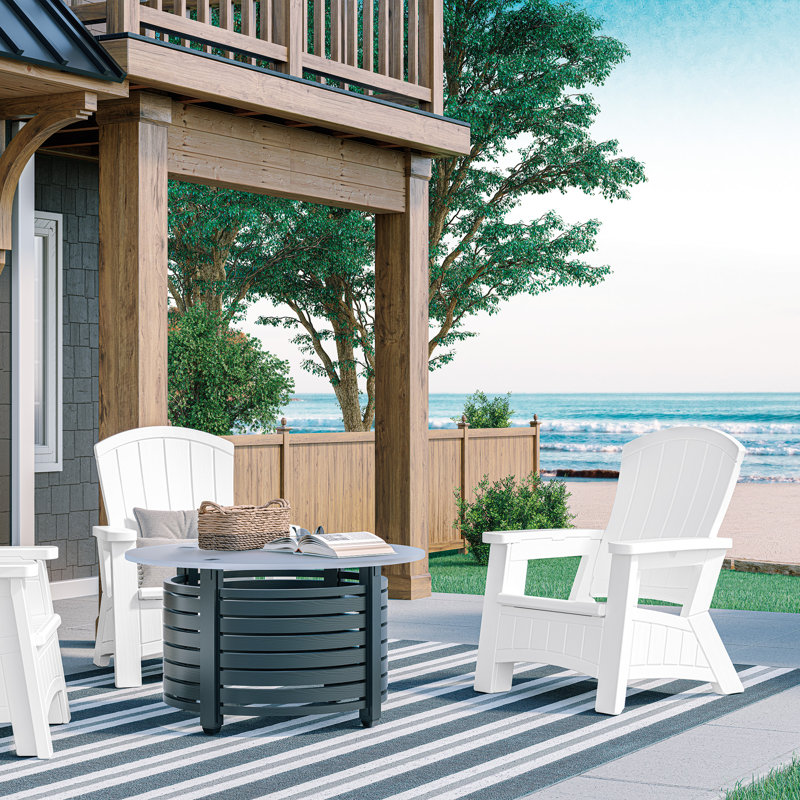 Suncast Resin Adirondack Chair with Storage, White