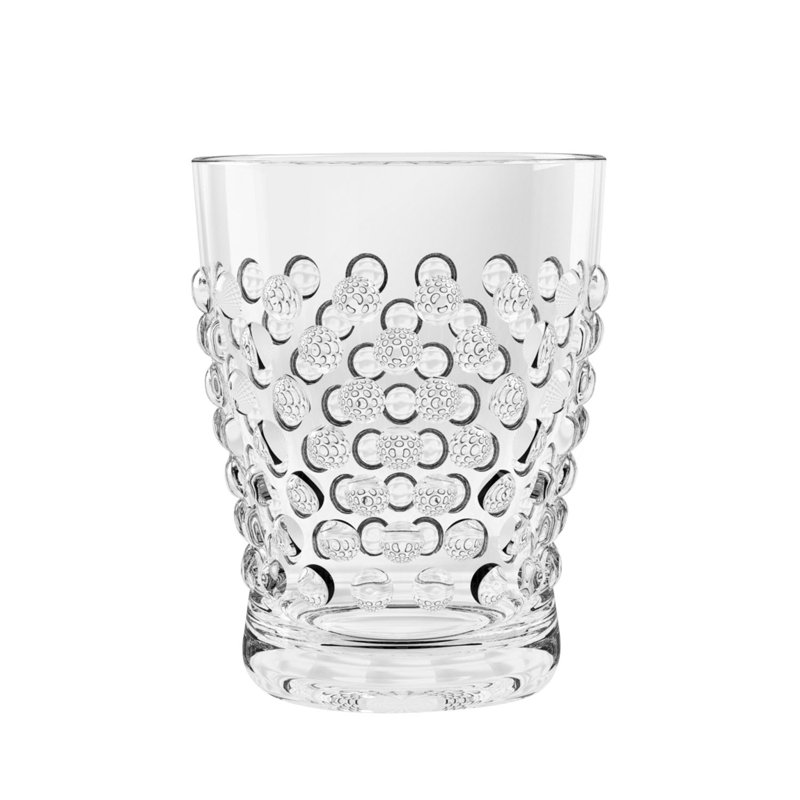 Adamo 14 oz Clear Acrylic Bubble Textured Drinking Glass Set