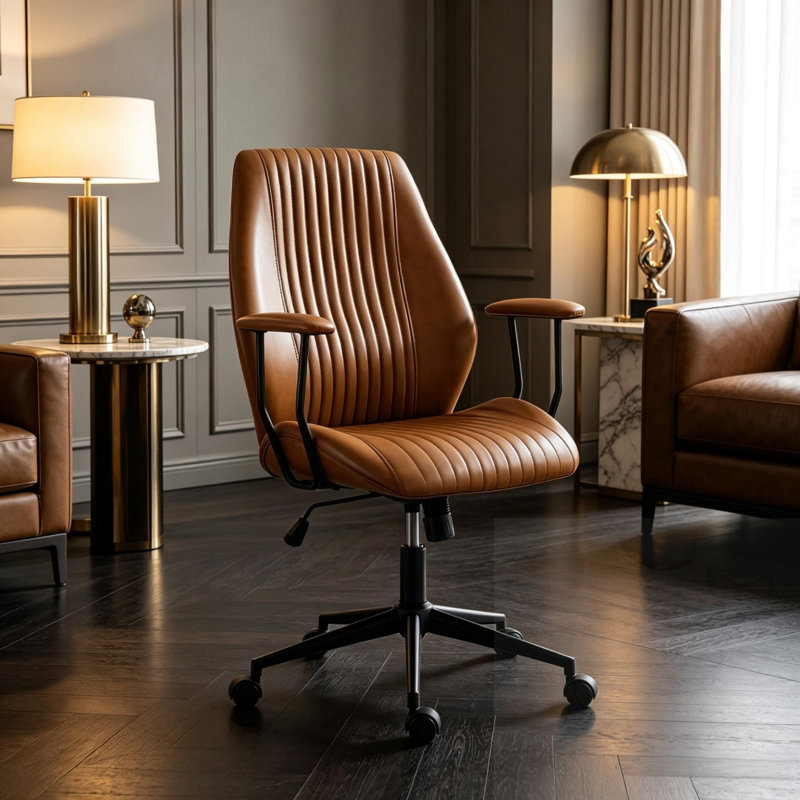 Chaise de bureau pivotante à 360 °, Brun, Brun