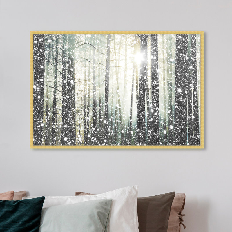 Magical Forest SILVER Nature And Landscape by No - Single Picture Frame Graphic Art, Gold, 38" H x 57" W
