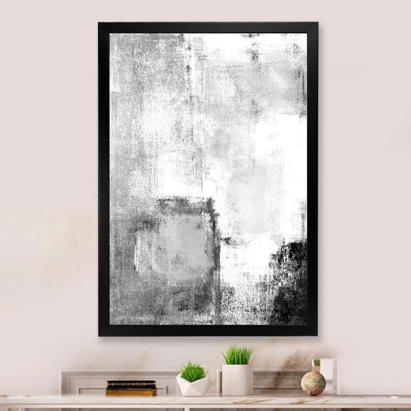 Art moderne gris et bleu II 2FDP47722, Cadre noir, H 20 po x l 12 po x P 1 po