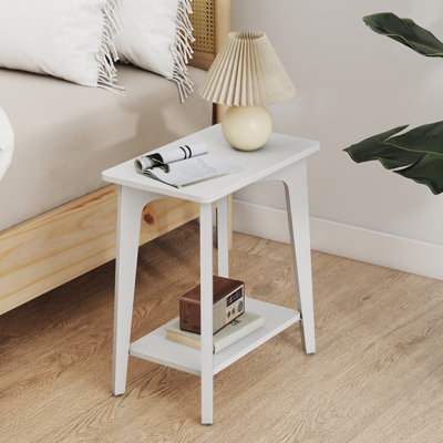 Table d'appoint à 2 niveaux, petite table de bout rectangulaire, table de chevet pour petits espaces, salon, chambre à coucher, brun