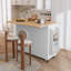 Chariot pour îlot de cuisine roulant 50,9 po avec comptoir pliable en bois à abattants, armoires de rangement, tiroir, support à épices latéral et roulettes verrouillables, îlot de cuisine mobile-878361542