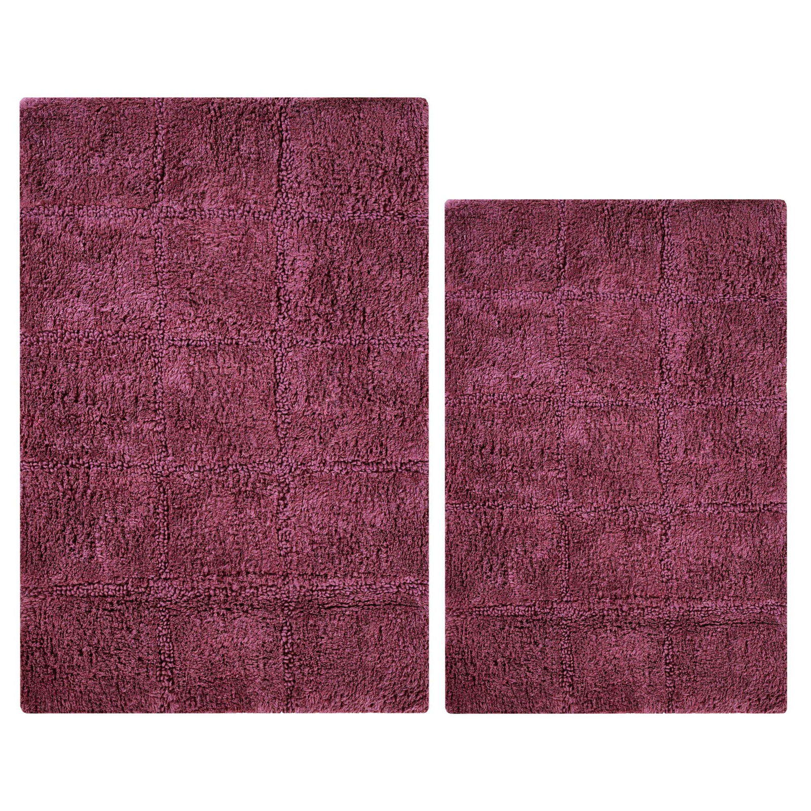 Checkered Cotton Bath Rug, Checkers Plum