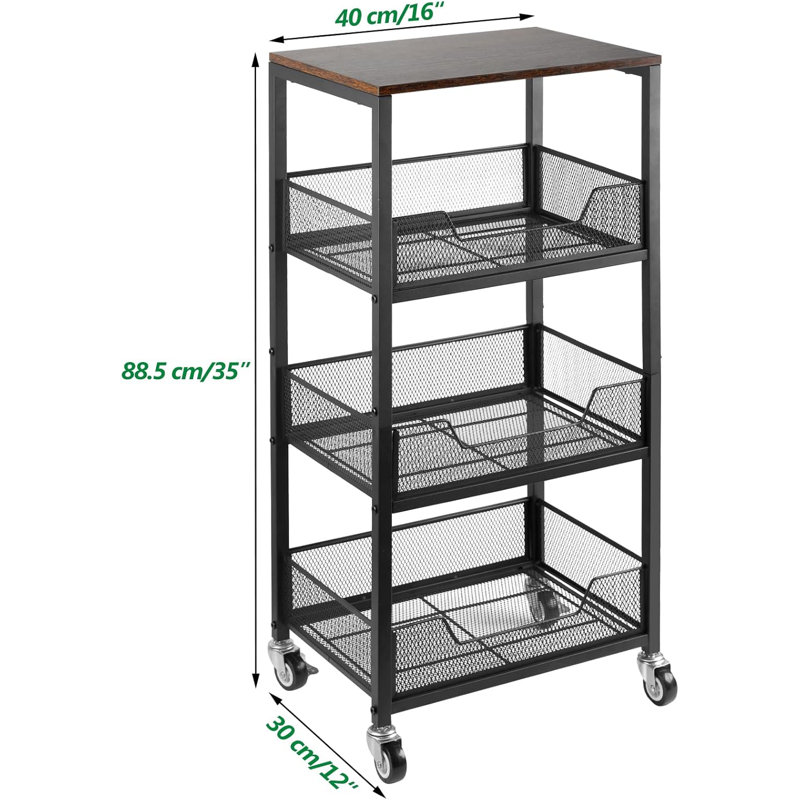Kitchen 4-Tier Storage Cart on Wheels