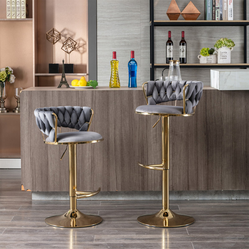 Ensemble de 2 tabourets de bar, Gris