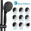 Pomme de douche double haute pression combinée, pomme de douche à pluie avec douchette, barre coulissante sans perçage de 26 po, boyau de 5 pi et inverseur à 3 voies, noir mat, valve non incluse-134490933