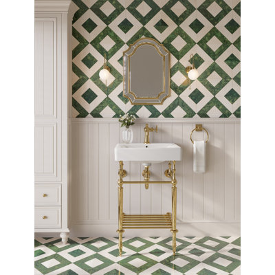Lavabo console en laiton Kingstonian Edwardian de 20 pouces avec pieds et tablette en laiton (1 trou)
