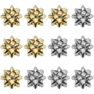 PMU Decorative Star Gift Bows Small 2in (12/Pkg) Pkg/1