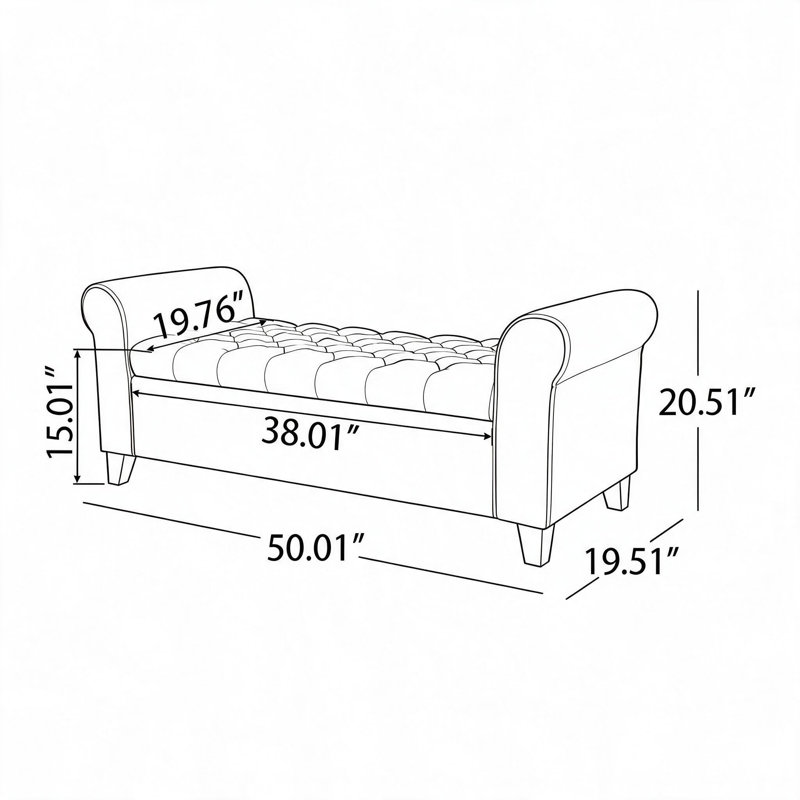 Bridgemon Fabric Upholstered Storage Bench, Dark Gray
