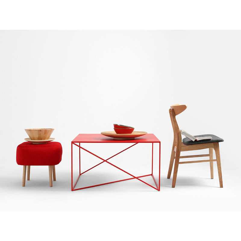 Quiana Frame Coffee Table, Red, H45 x L80 x W80cm