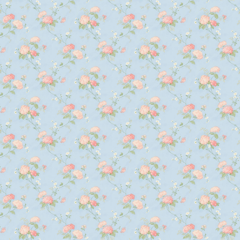 Pretty Prints Mini Hydrangea Trail Wallpaper Roll, Pink/Navy