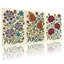 Plantes et fleurs, motif floral avec couleurs vives et feuilles détaillées, ensemble de 3 impressions murales sur toile-72846480