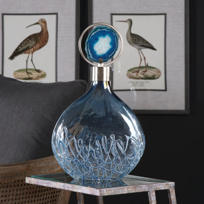 Vase en verre bleu