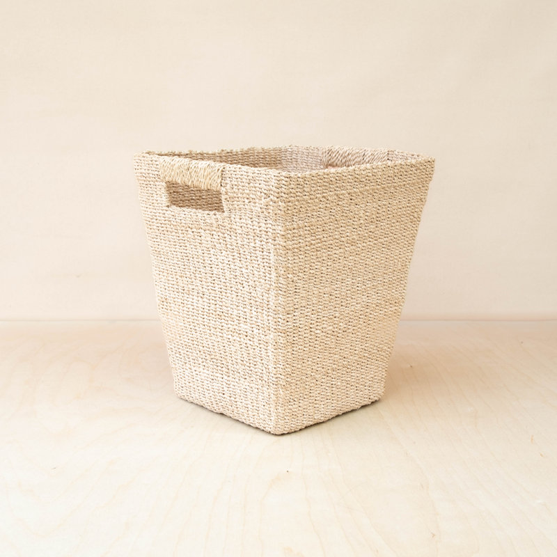 Natural Tapered Square Floor Basket with Cutout Handles