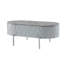Table basse polyvalente grise avec pattes en métal lustrées et pieds élégants