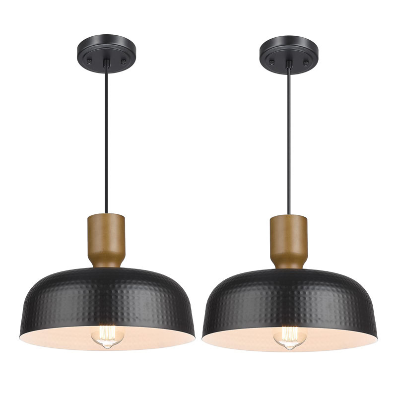 Luminaire suspendu à 2 lumières Mikaili, Noir - emballage de deux