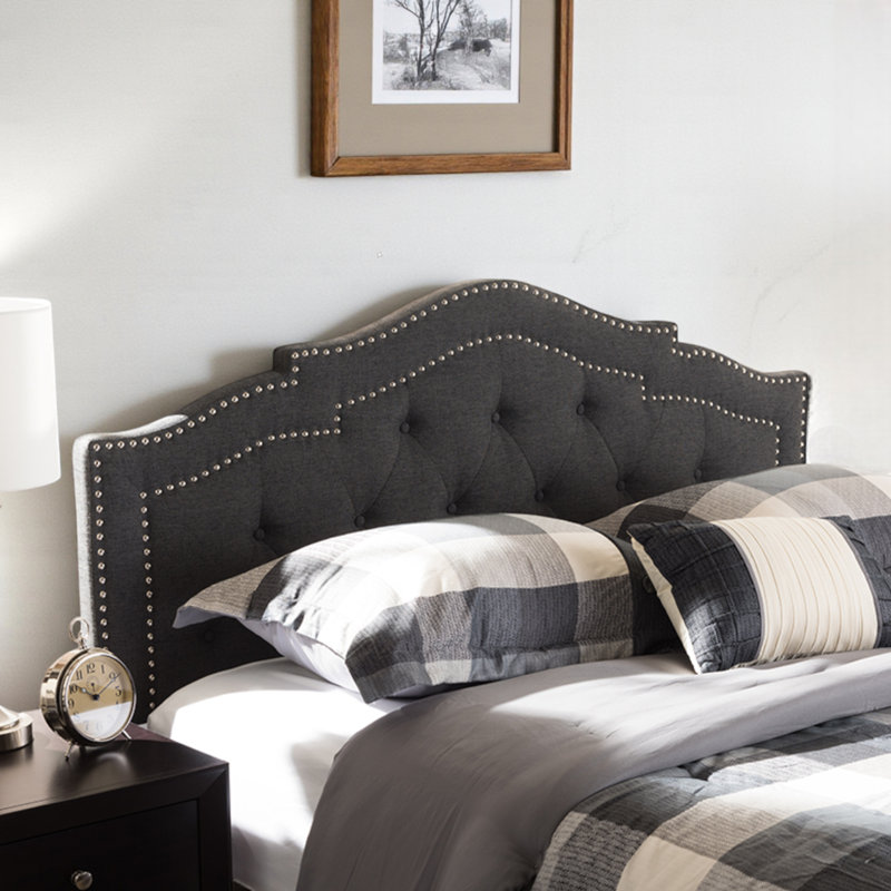 Tête de lit rembourrée en mousse et en polyester Avinsh, H 55,25 po x l 61,25 po x P 2,50 po, Grand, Gris foncé